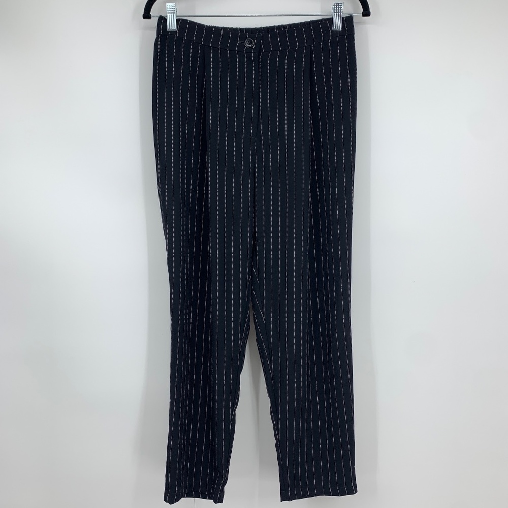 H&M Divided womens 6 pants trousers high rise pleated stripes black business NEW